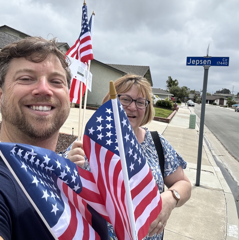 Barbara and David celebrating in the community